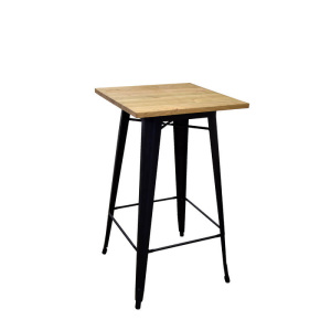 Statafel (industrieel) zwart (houten blad)