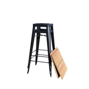 Statafel (industrieel) zwart (houten blad) - Afbeelding 6