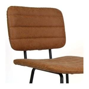 Barkruk met rugleuning (industrieel) cognac leer - Afbeelding 5