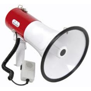 Megafoon met sirene en handmicrofoon