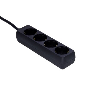 Schuko verdeelblokje 4-weg (zwart) 5 meter