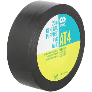 Tape AT4 zwart PVC isolatie tape 19mm x 20mtr.