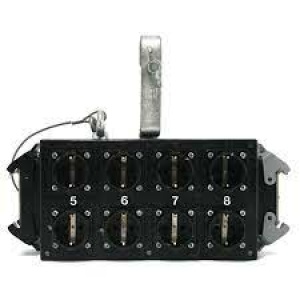 Harting 16pins break out box -> 8x schuko uit, 16pins doorlus